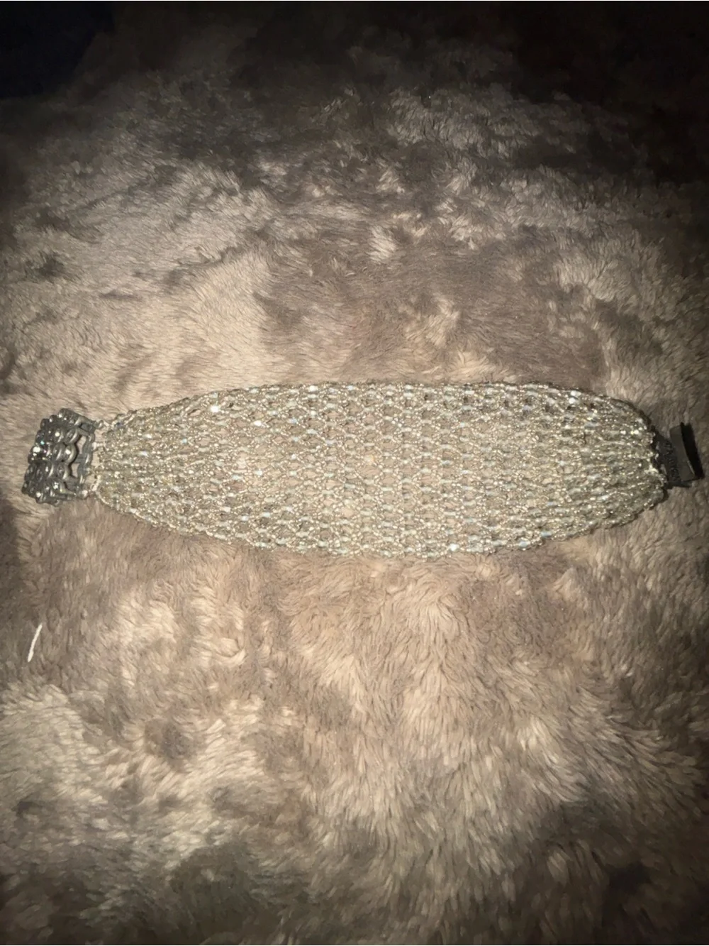 SILVERY GRAY BEADED CUFF BRACELET.  SUPER PRETTY
